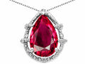 Tommaso Design™ Pear Shape 11x8mm Created Ruby Pendant Necklace