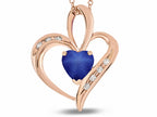 Star K™ Heart Shape 6mm Created Star sapphire and Diamond Pendant Necklace