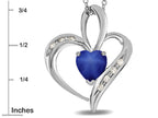 Star K™ Heart Shape 6mm Created Star sapphire and Diamond Pendant Necklace