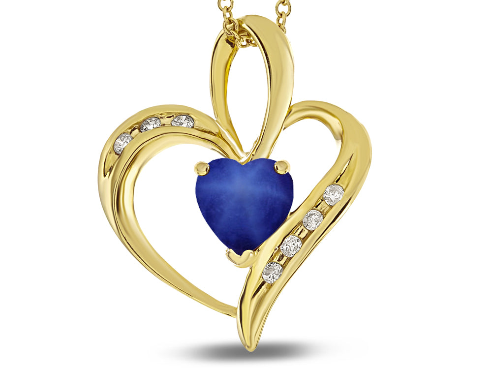 Star K™ Heart Shape 6mm Created Star sapphire and Diamond Pendant Necklace