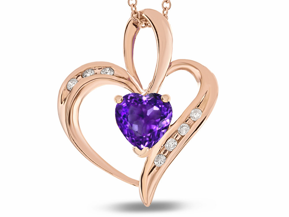 Star K™ Heart Shape 6 mm Genuine Amethyst Pendant Necklace