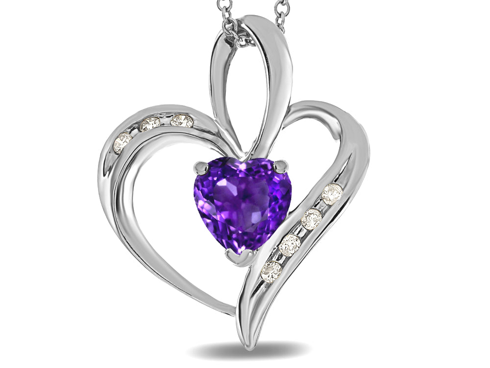 Star K™ Heart Shape 6 mm Genuine Amethyst Pendant Necklace