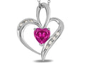 Star K™ Heart Shape 6mm Simulated Pink Tourmaline Pendant Necklace