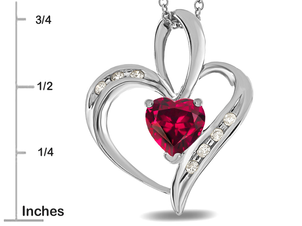 Star K™ Heart Shape 6mm Created Ruby Pendant Necklace