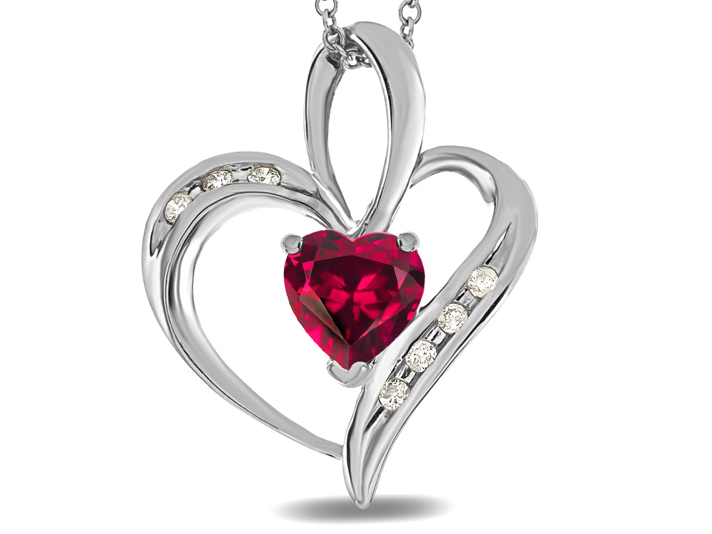 Star K™ Heart Shape 6mm Created Ruby Pendant Necklace
