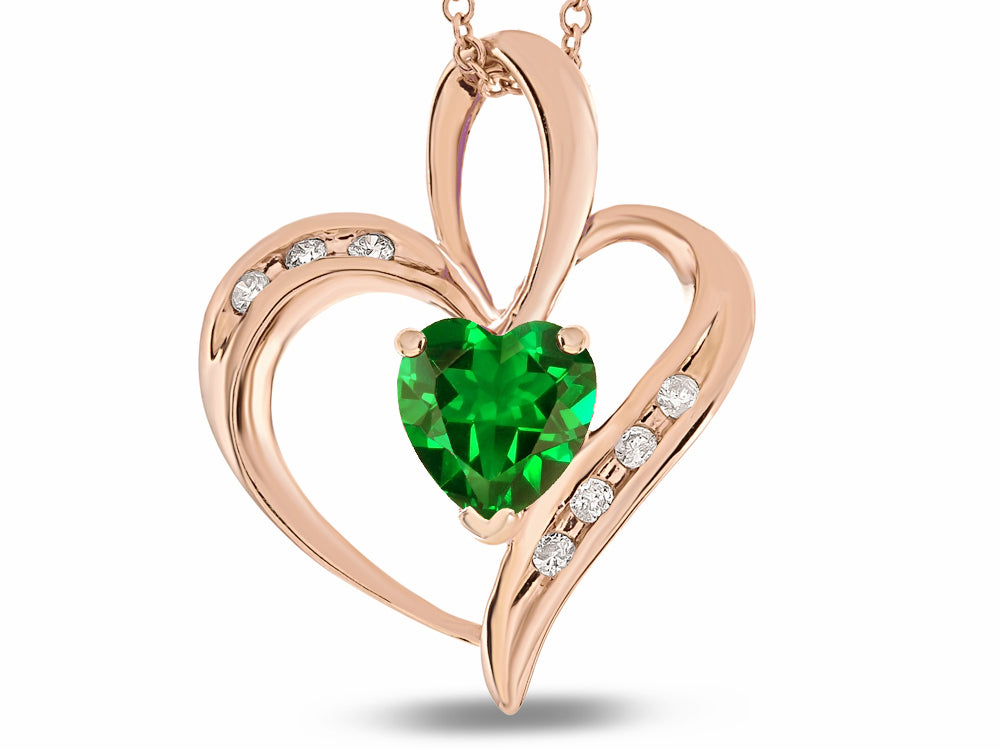 Star K™ Heart Shape 6mm Simulated Emerald Pendant Necklace