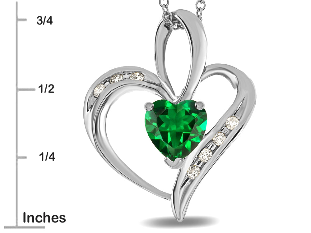 Star K™ Heart Shape 6mm Simulated Emerald Pendant Necklace