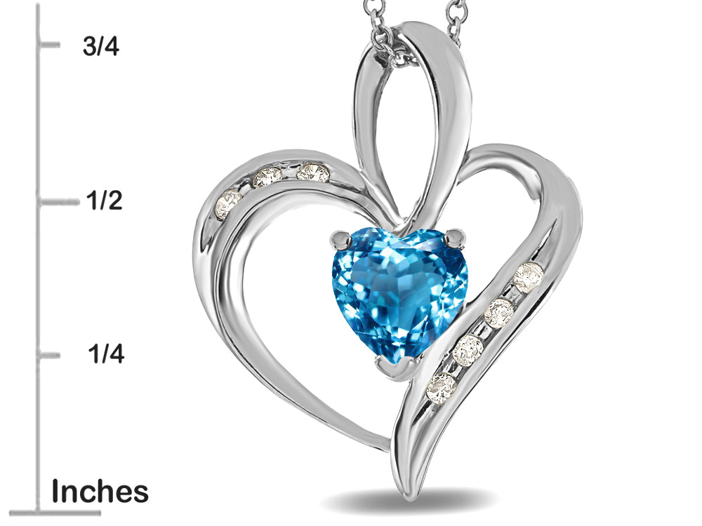 Star K™ Heart Shape 6mm Genuine Blue Topaz Pendant Necklace