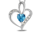 Star K™ Heart Shape 6mm Genuine Blue Topaz Pendant Necklace