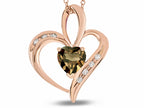 Star K™ Heart Shape 6mm Genuine Smoky Quartz Pendant Necklace