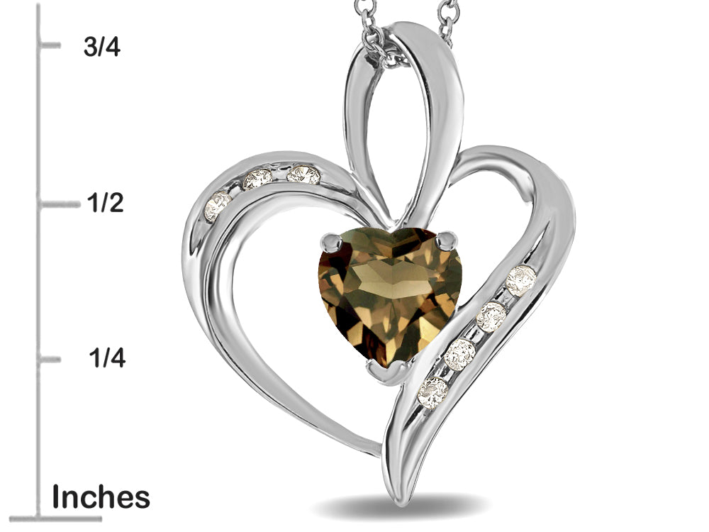 Star K™ Heart Shape 6mm Genuine Smoky Quartz Pendant Necklace