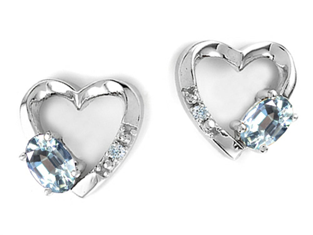 Tommaso Design™ Genuine Aquamarine Heart Earrings