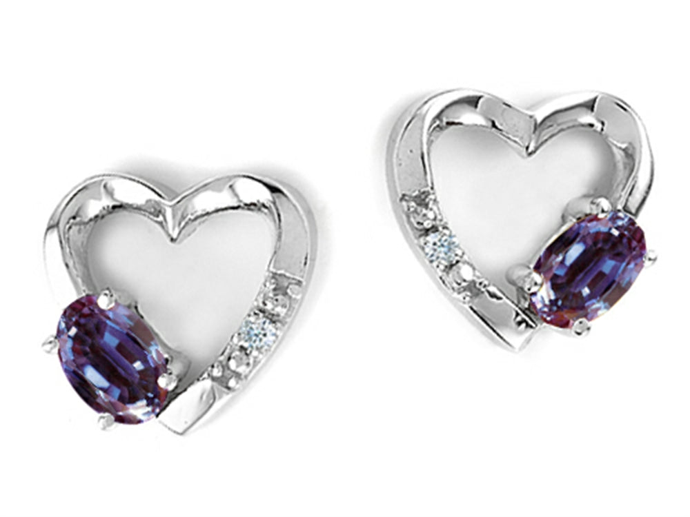 Tommaso Design™ Simulated Alexandrite Heart Earrings