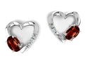 Tommaso Design™ Genuine Garnet Heart Earrings