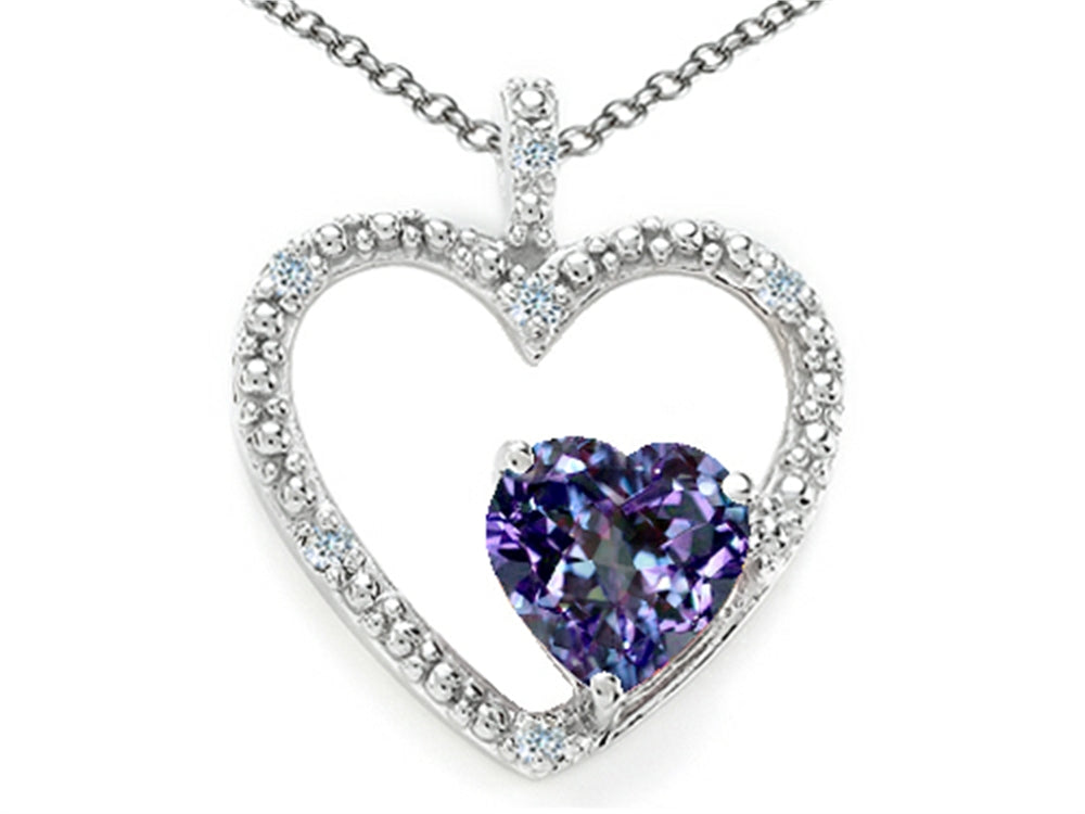 Tommaso Design™ Heart Shape 6 mm Simulated Alexandrite Pendant Necklace