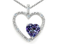 Tommaso Design™ Heart Shape 6 mm Simulated Alexandrite Pendant Necklace