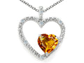 Tommaso Design™ Heart Shape 6 mm Genuine Citrine Pendant Necklace
