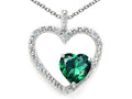 Tommaso Design™ Heart Shape 6mm Simulated Emerald Pendant Necklace