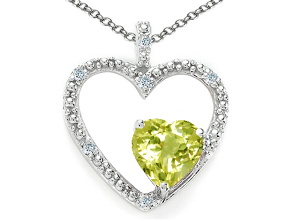 Tommaso Design™ Heart Shape 6 mm Genuine Lemon Quartz Pendant Necklace