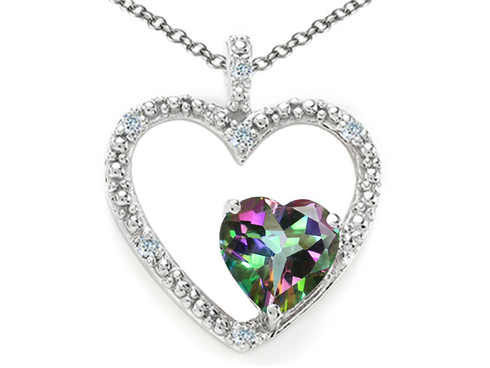Tommaso Design™ Heart Shape 6mm Mystic Rainbow Topaz Pendant Necklace