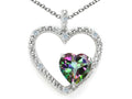Tommaso Design™ Heart Shape 6mm Mystic Rainbow Topaz Pendant Necklace