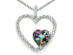 Tommaso Design™ Heart Shape 6mm Mystic Rainbow Topaz Pendant Necklace
