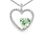 Tommaso Design™ Heart Shape 6 mm Green Amethyst Pendant Necklace