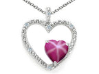 Tommaso Design™ Heart Shape 6 mm Created Star Ruby Pendant Necklace