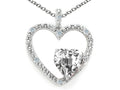 Tommaso Design™ Heart Shape 6 mm Genuine White Topaz Pendant Necklace