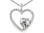Tommaso Design™ Heart Shape 6 mm Genuine White Topaz Pendant Necklace