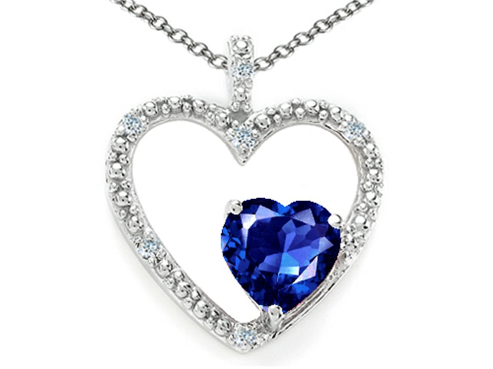 Tommaso Design™ Heart Shape 6 mm Created Blue Sapphire Pendant Necklace