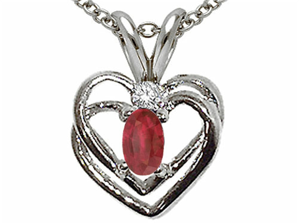 Tommaso Design™ Genuine Ruby and Diamond Heart Pendant Necklace