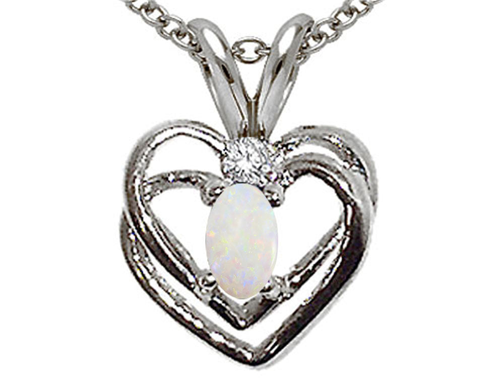 Tommaso Design™ Genuine Opal Heart Pendant Necklace