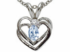 Tommaso Design™ Genuine Aquamarine Heart Pendant Necklace
