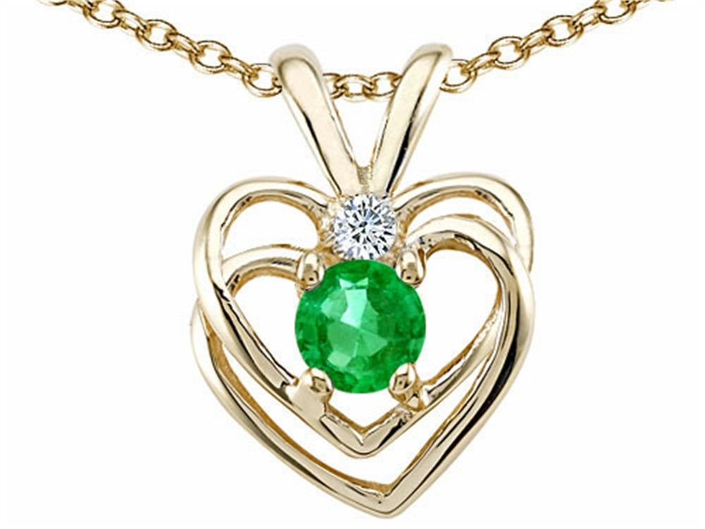 Tommaso Design™ Genuine Emerald Heart Pendant Necklace