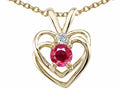 Tommaso Design™ Genuine Ruby and Diamond Heart Pendant Necklace