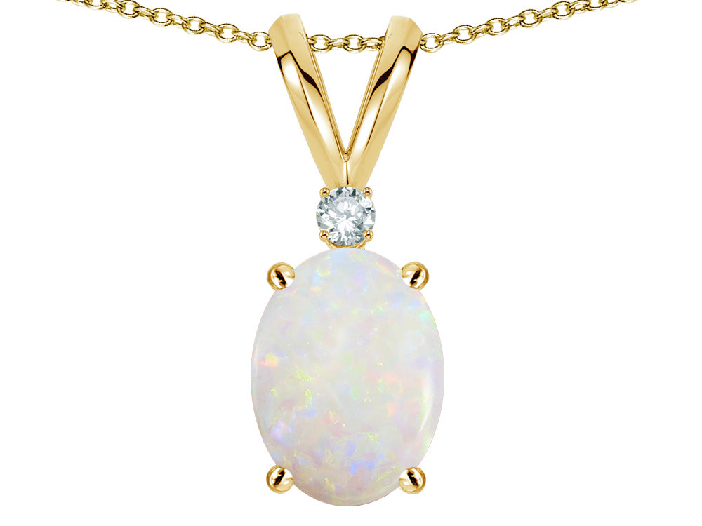 Star K ™ Oval 7x5mm Genuine Opal Classic Rabbit Ears Pendant Necklace