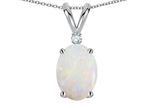 Star K ™ Oval 7x5mm Genuine Opal Classic Rabbit Ears Pendant Necklace