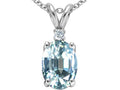 Tommaso Design™ Oval 8x6mm Genuine Aquamarine Pendant Necklace
