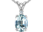 Tommaso Design™ Oval 8x6mm Genuine Aquamarine Pendant Necklace