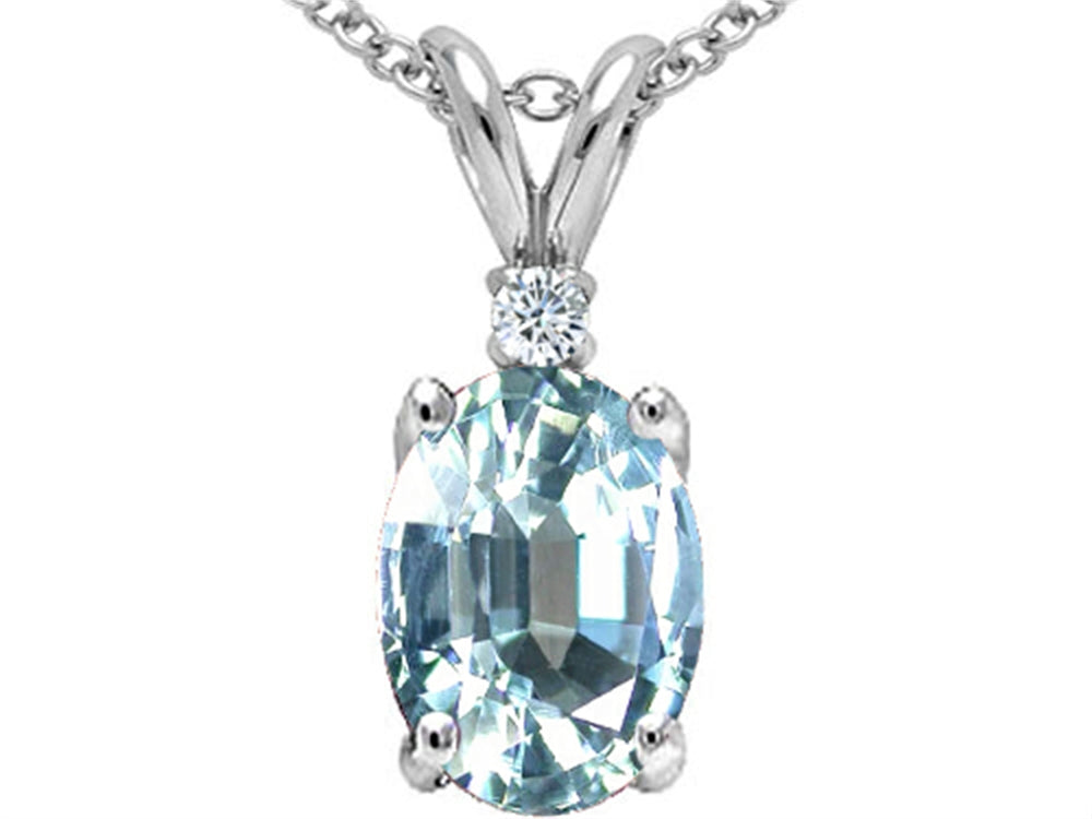 Tommaso Design™ Oval 8x6mm Genuine Aquamarine Pendant Necklace