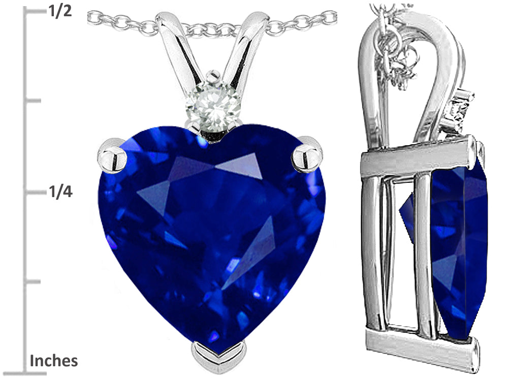 Star K™ 8mm Created Sapphire Heart Pendant Necklace