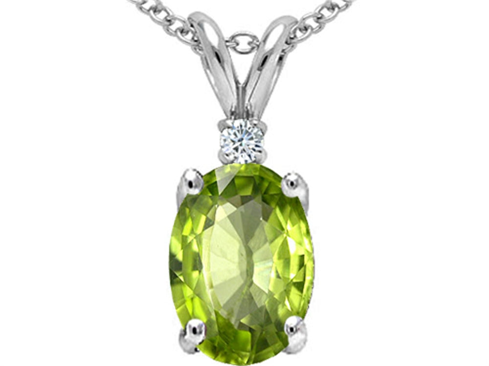 Tommaso Design™ Oval 8x6mm Genuine Peridot Pendant Necklace