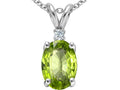 Tommaso Design™ Oval 8x6mm Genuine Peridot Pendant Necklace
