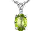 Tommaso Design™ Oval 8x6mm Genuine Peridot Pendant Necklace