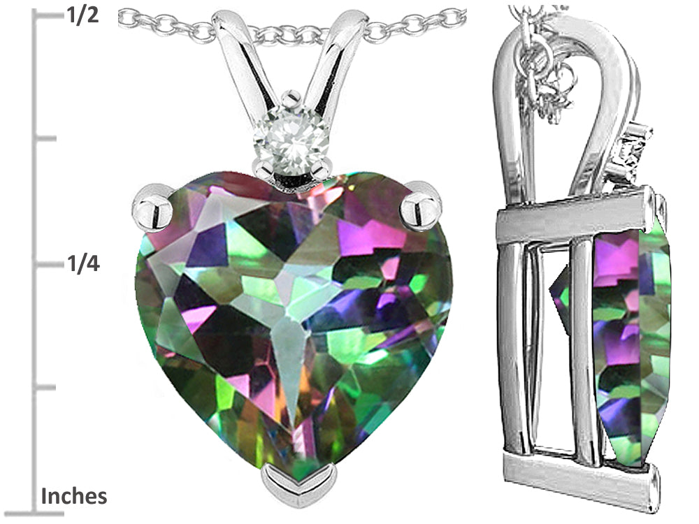 Star K™  8mm Mystic Rainbow Topaz Heart Pendant Necklace