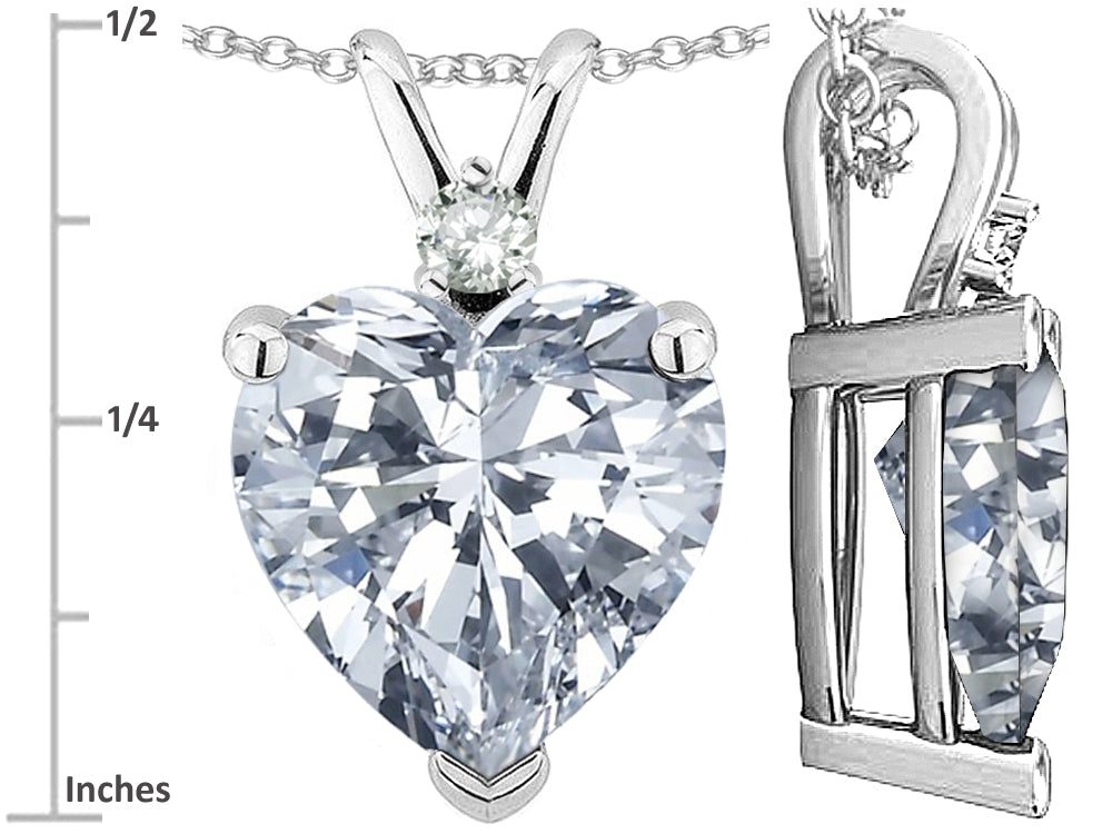 Star K™ Heart Shape 8mm Genuine White Topaz Heart Pendant Necklace