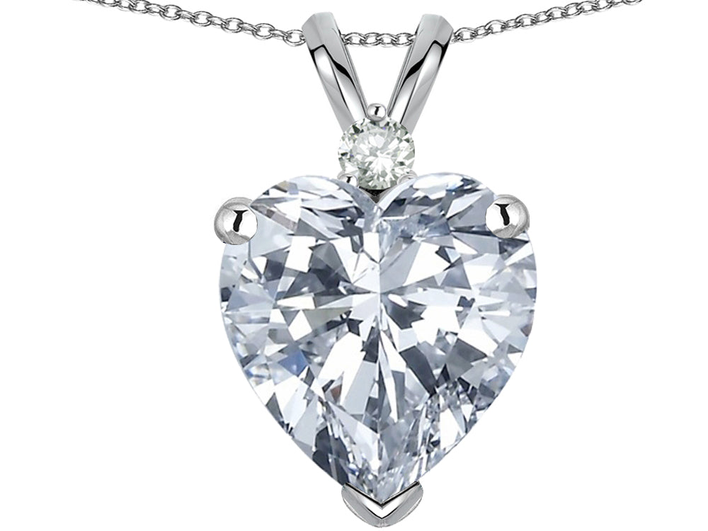 Star K™ Heart Shape 8mm Genuine White Topaz Heart Pendant Necklace