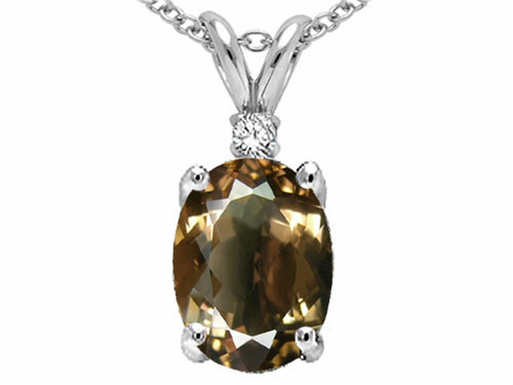 Tommaso Design™ Oval 8x6mm Genuine Smoky Quartz Pendant Necklace