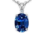 Tommaso Design™ Oval 8x6mm Created Blue Sapphire Pendant Necklace